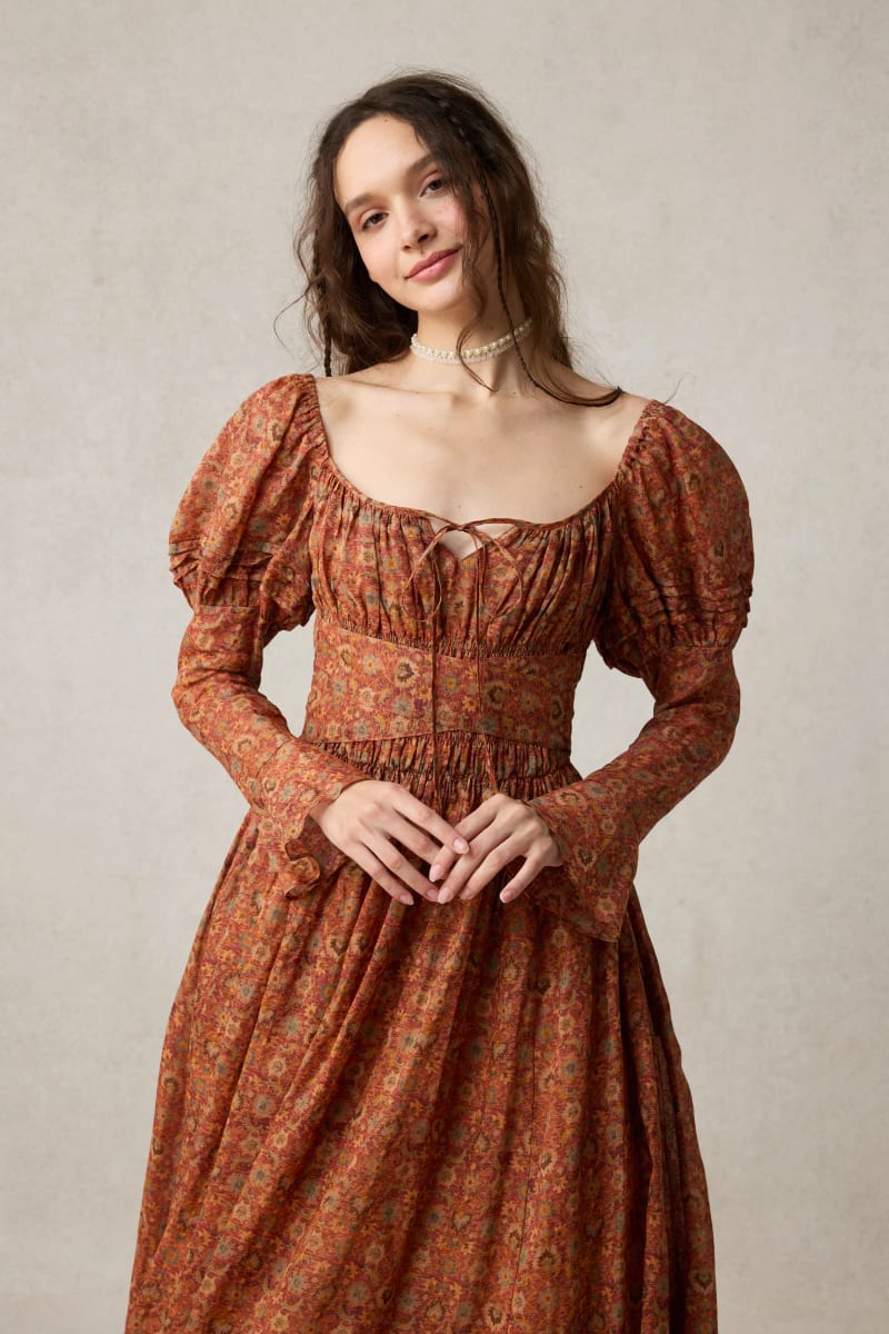 Paisley Elegant Floral Linen Dress
