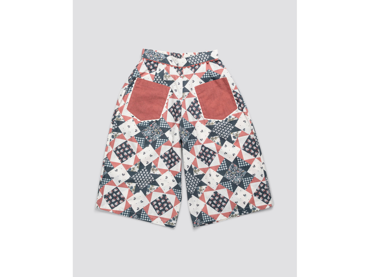 Molly Trousers Patchwork Floral Blue