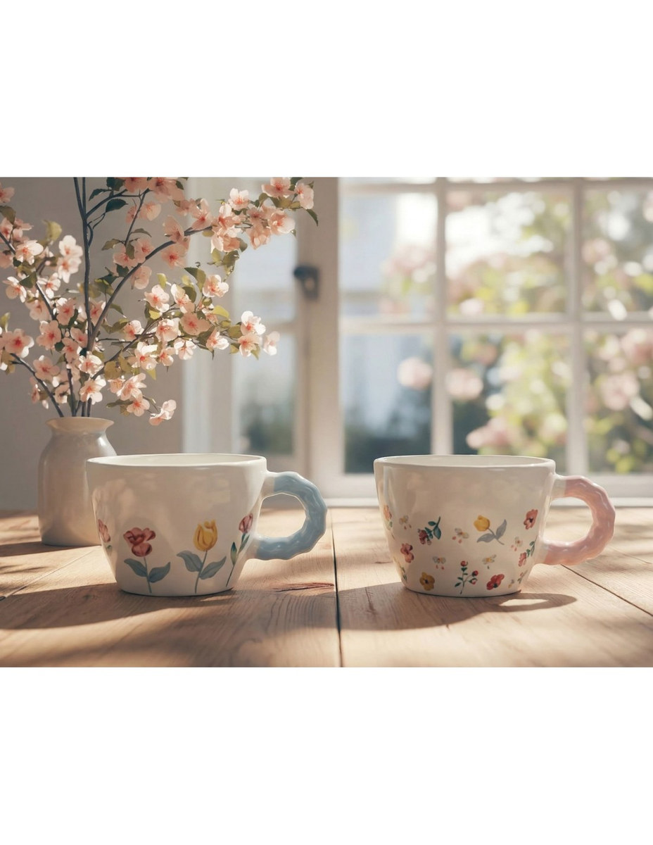 Taza mug flores