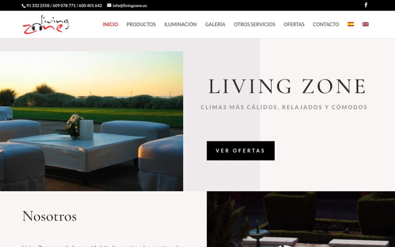 Portada limpia de la web oficial de Living Zone