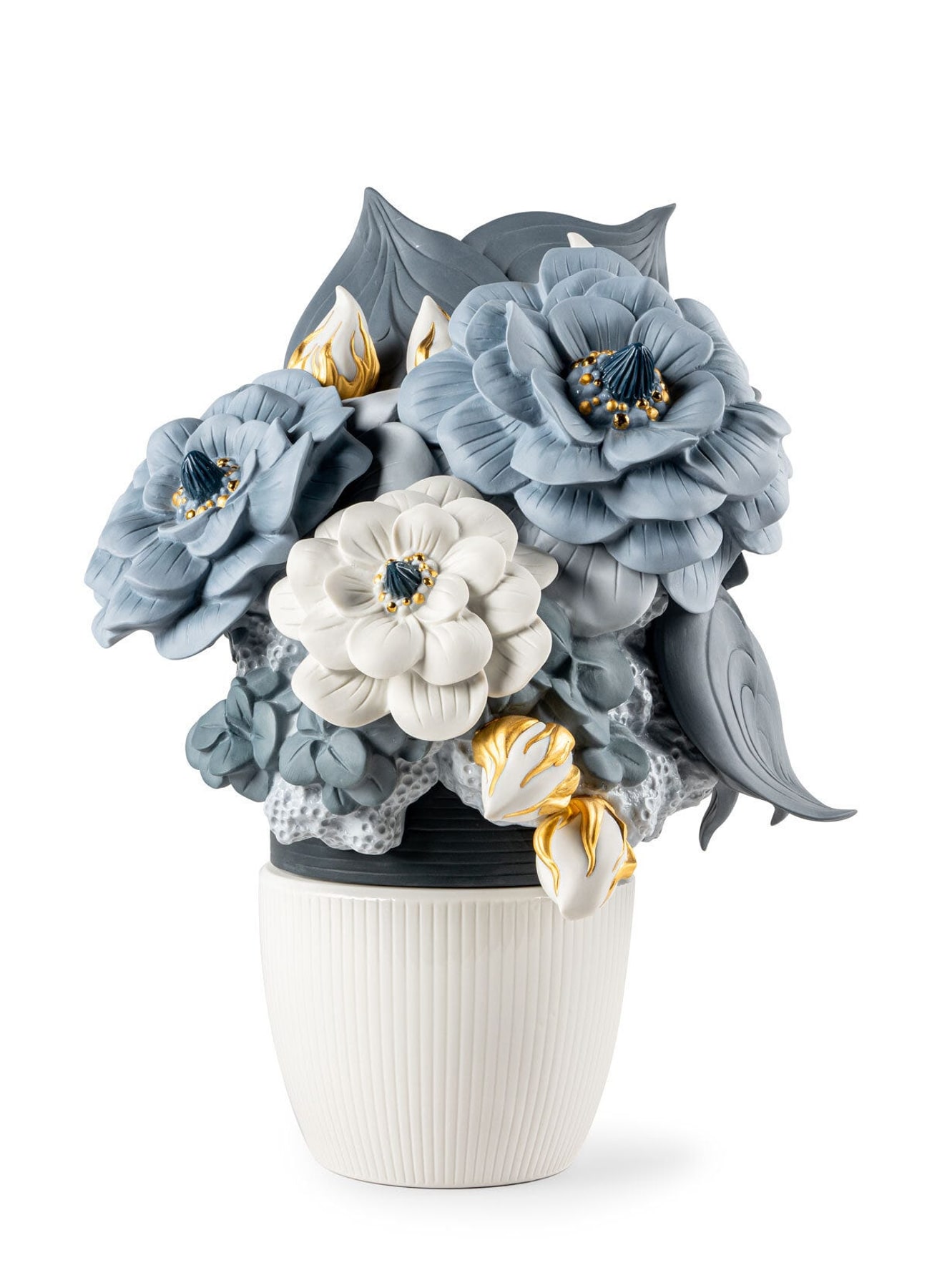 Jarrón con flores azul