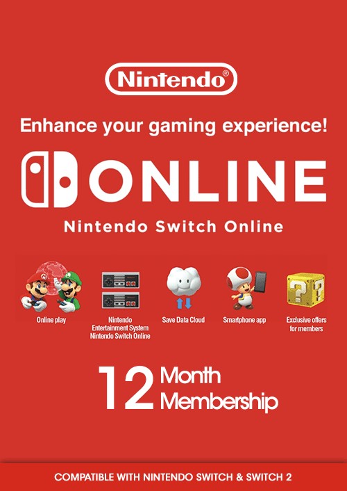 Nintendo Switch Online 12 Months Membership Switch & Switch 2 (Europe & UK) Key