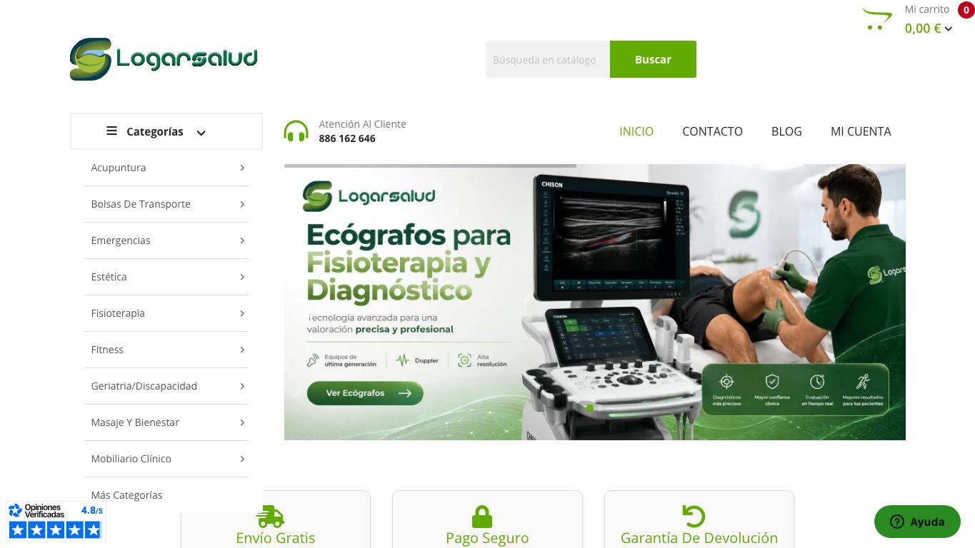 Captura limpia de la home de Logarsalud