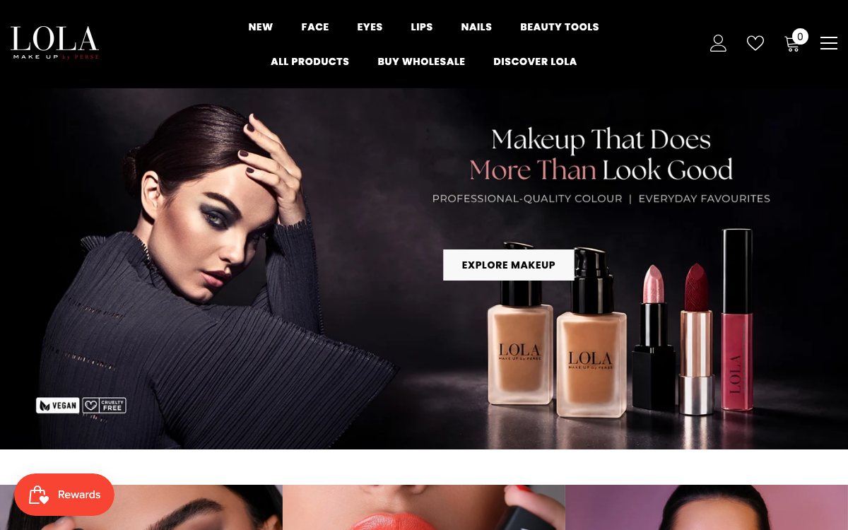Captura real de la home de LOLA MAKE UP