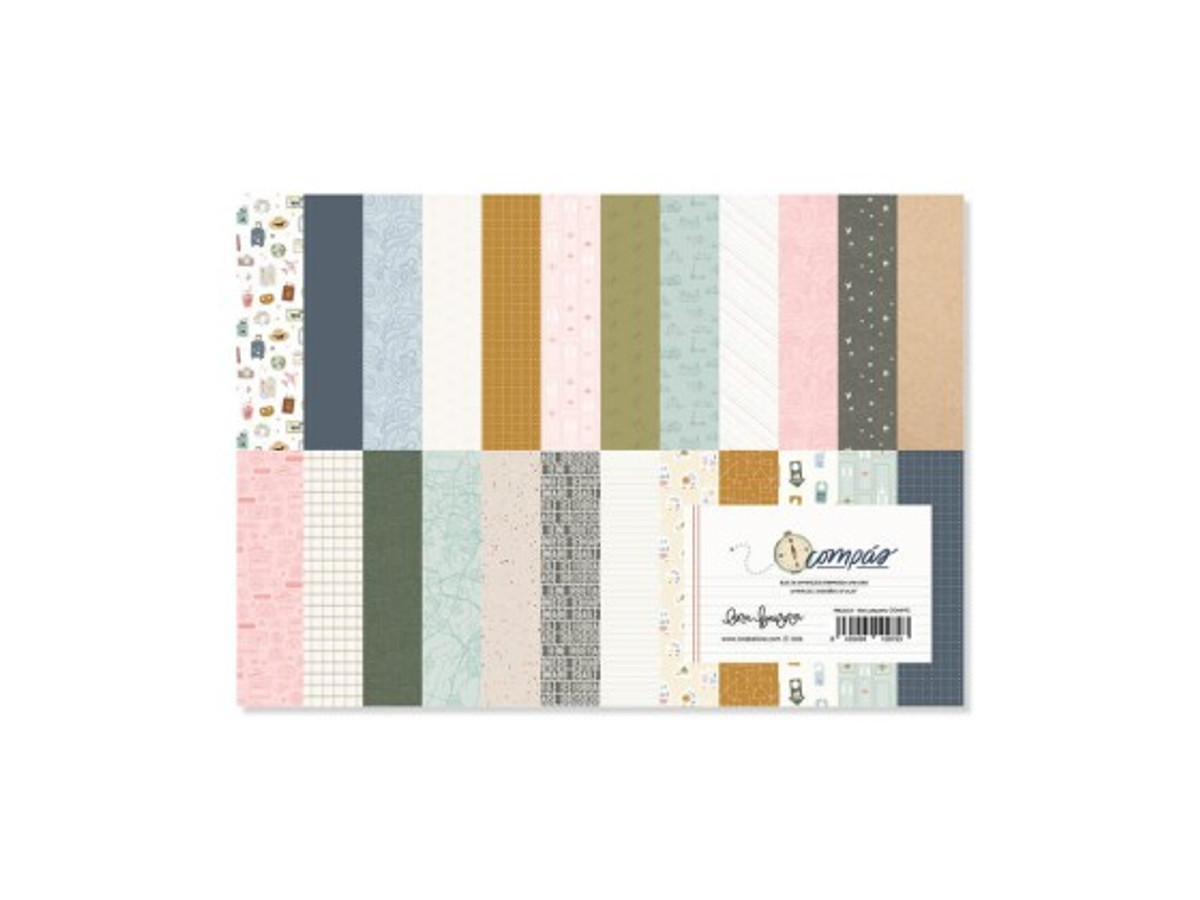 PAPER PAD 24 PAPELES ESTAMPADOS A UNA CARA 15,2X20,3 CM COMPÁS