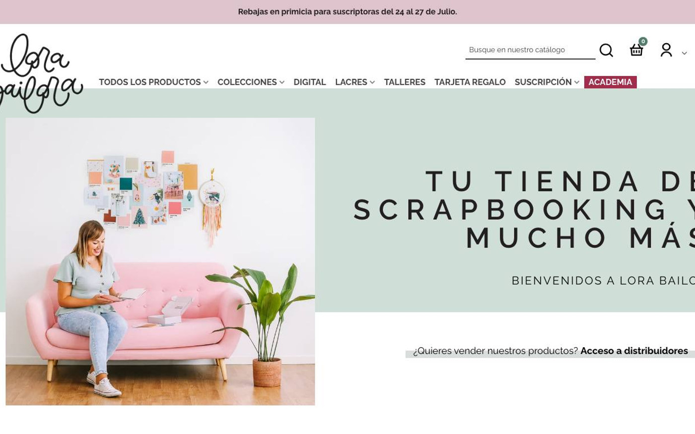 Captura de pantalla de la home de Lora Bailora