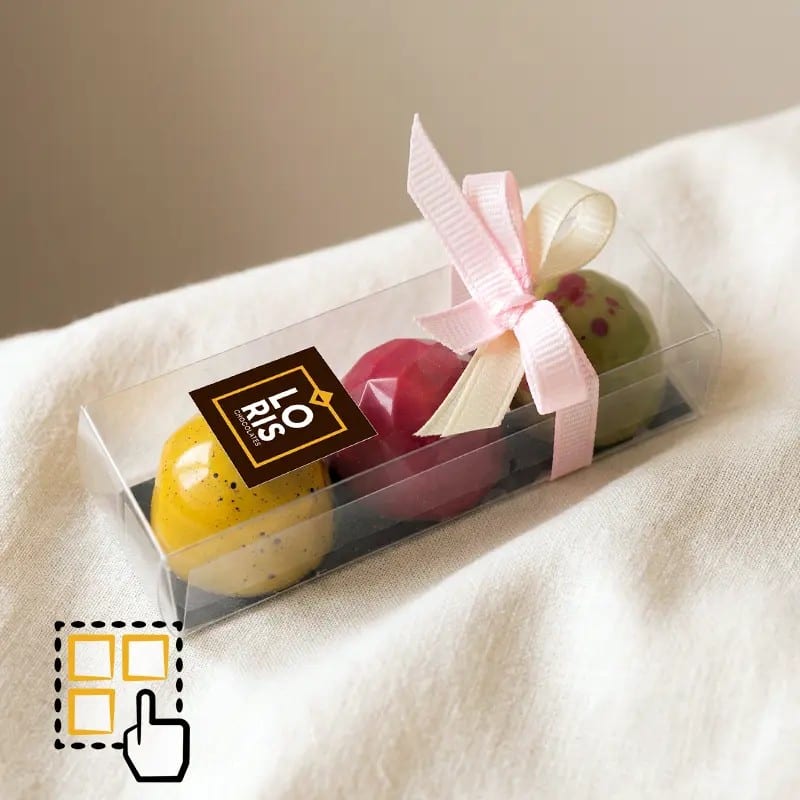 Caja regalo 3 bombones artesanales personalizable