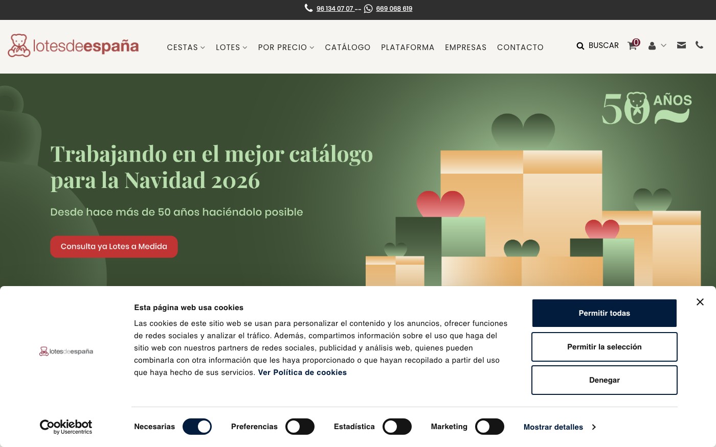 Captura limpia de la home oficial de Lotes de España