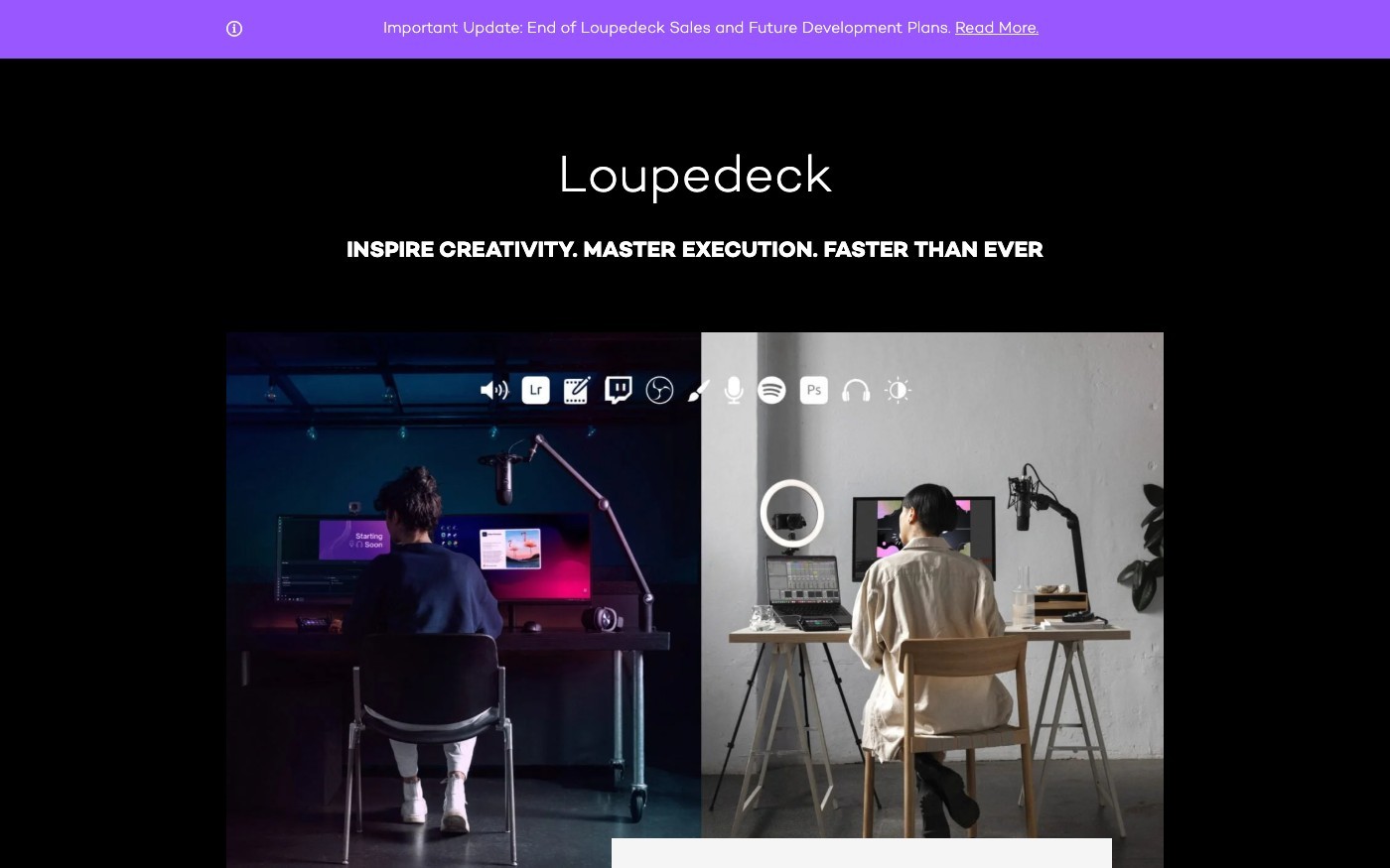 Captura de pantalla de la home de Loupedeck