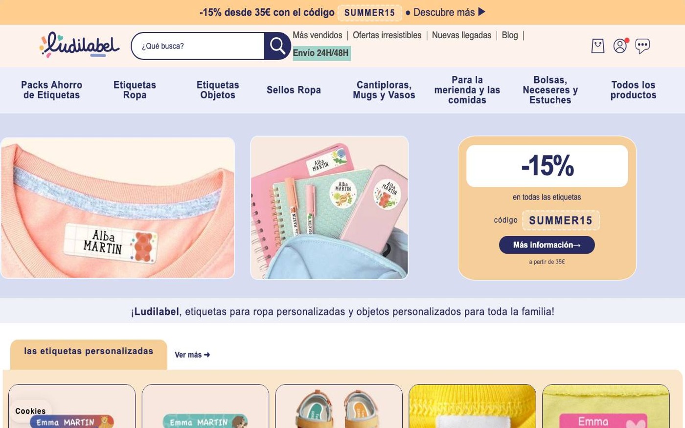 Captura de pantalla de la home de Ludilabel