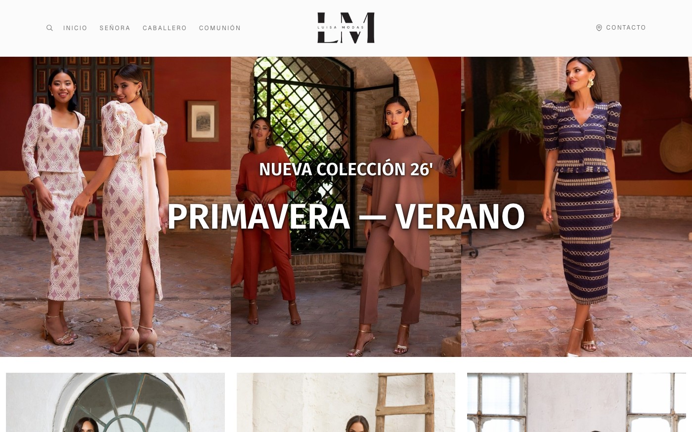 Captura de pantalla de la home de Luisa Modas