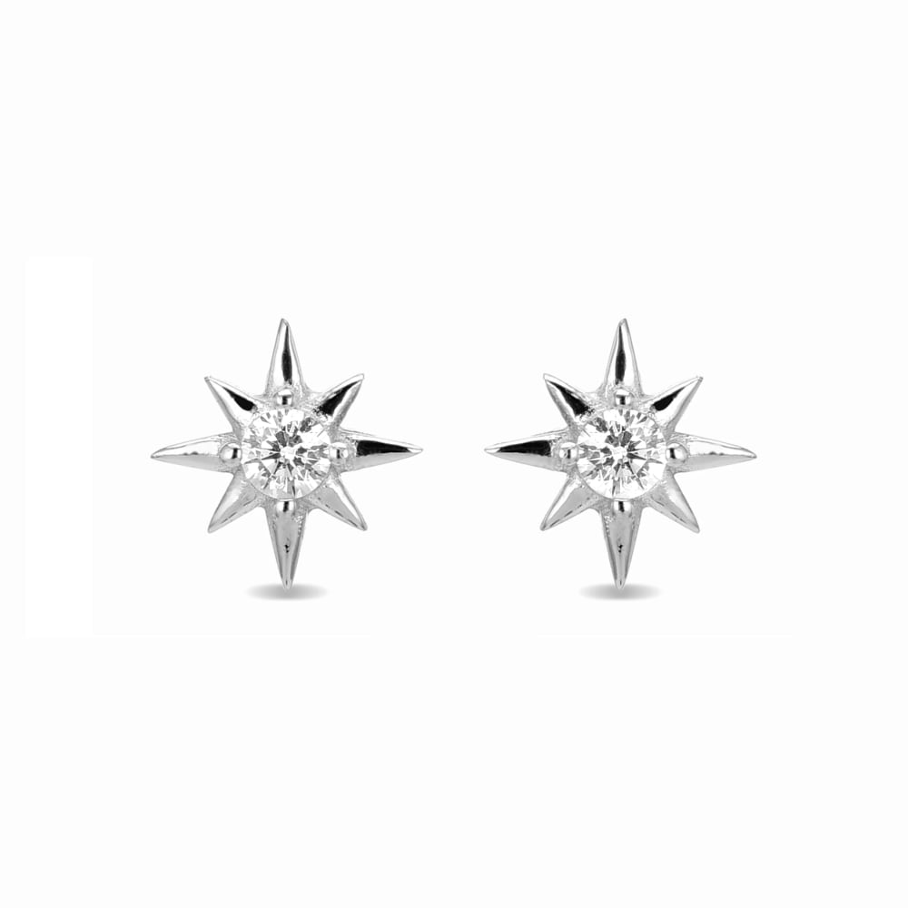 Pendientes de Plata de Ley 925 con Circonita Brillante acabados en rodio