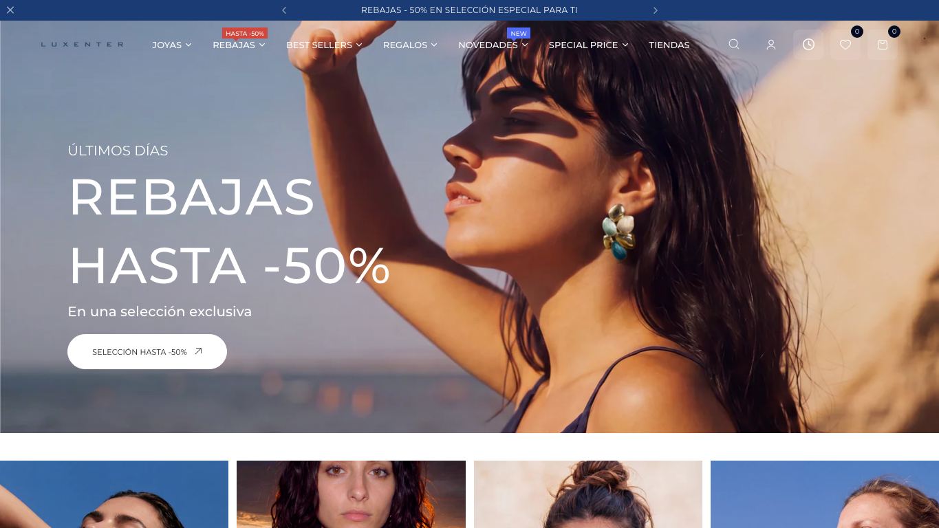 Captura real de la home de Luxenter