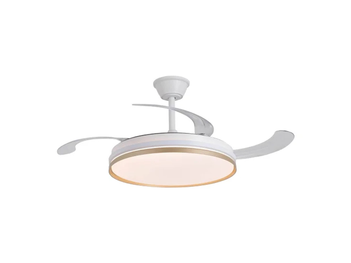 VENTILADOR DE TECHO LED 55W REGULABLE ASPAS RETRÁCTILES BLANCO/ORO AURELIO 2