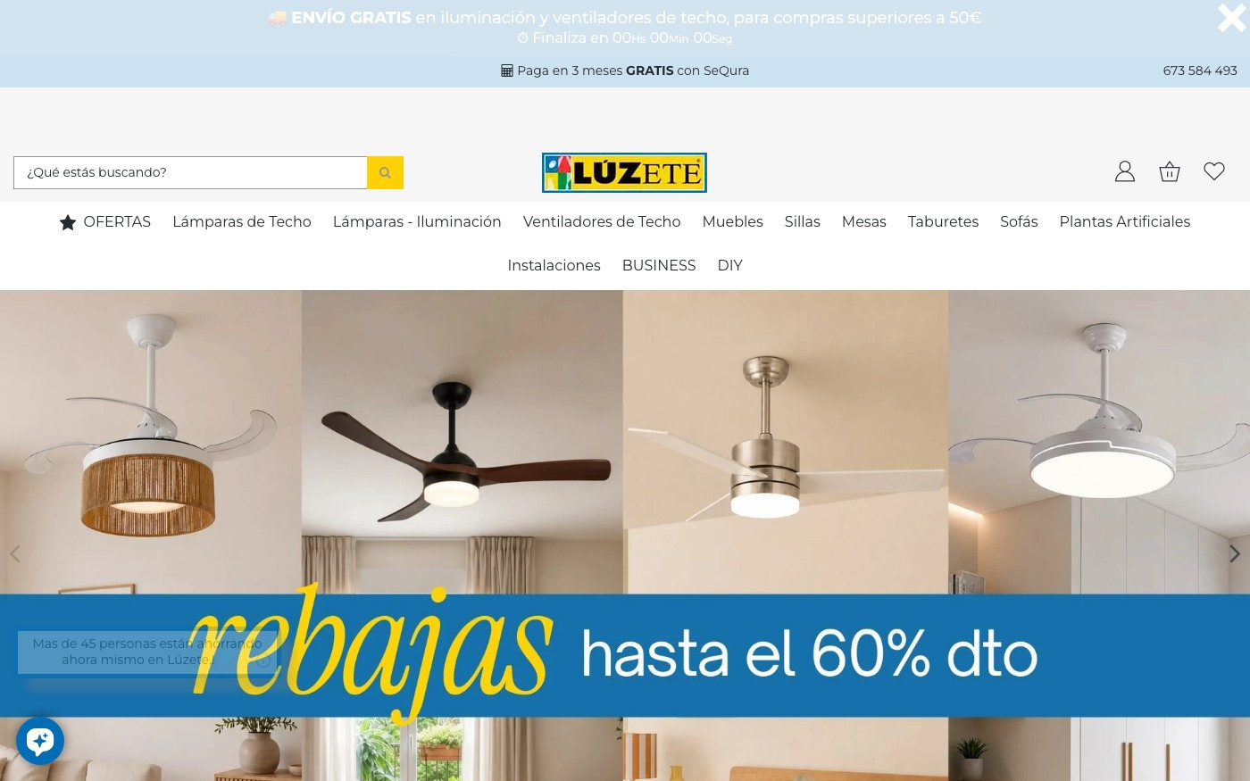 Captura de pantalla de la home de Luzete