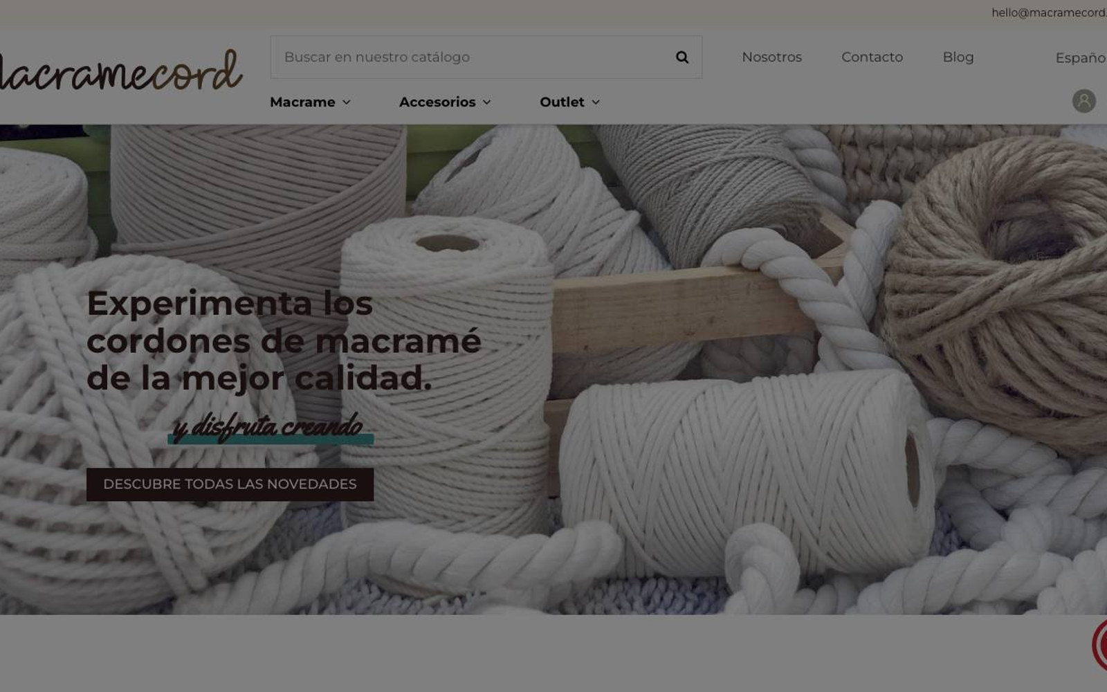 Captura limpia de la página de inicio de MacrameCord