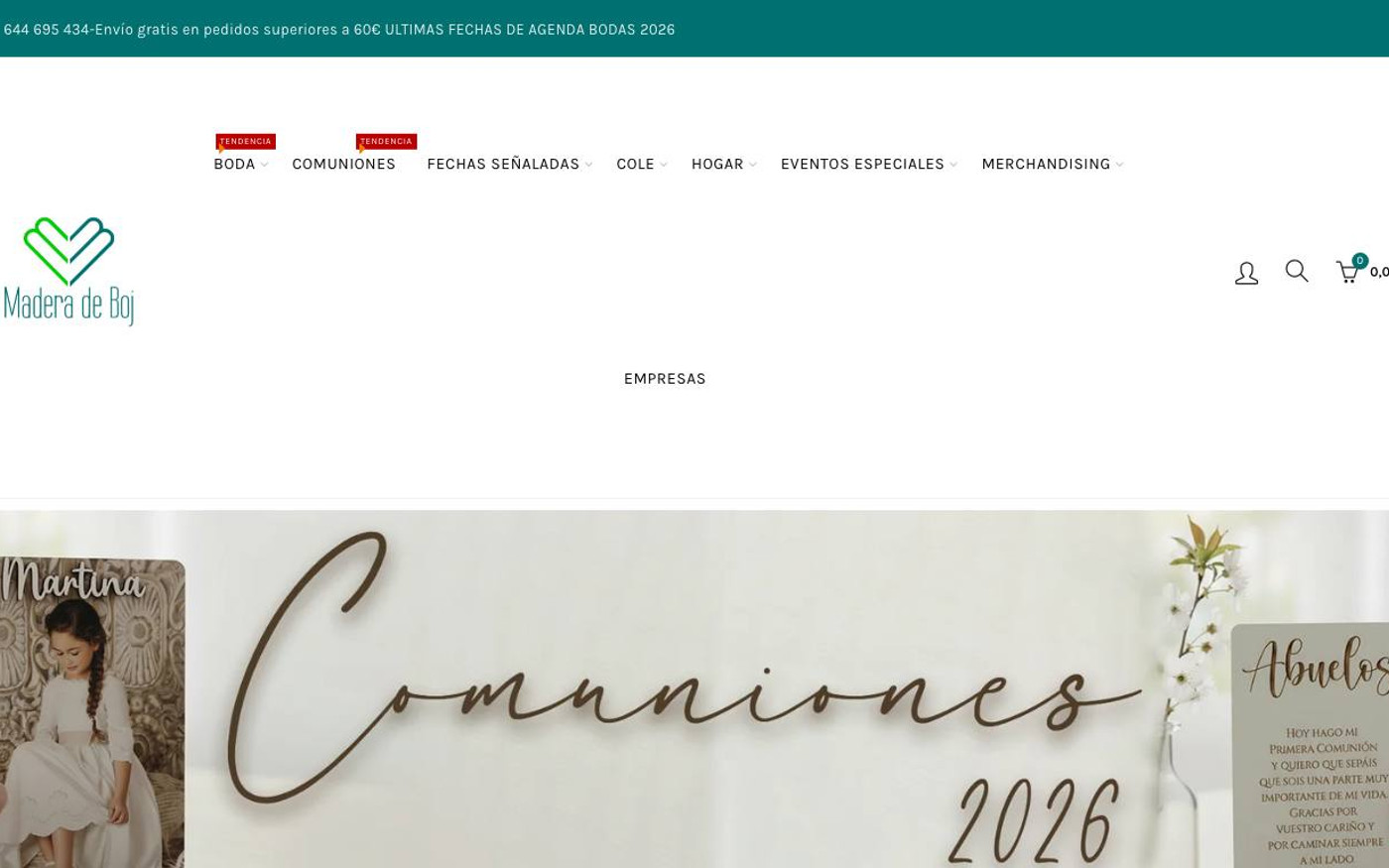 Captura de pantalla de la home de Madera de Boj