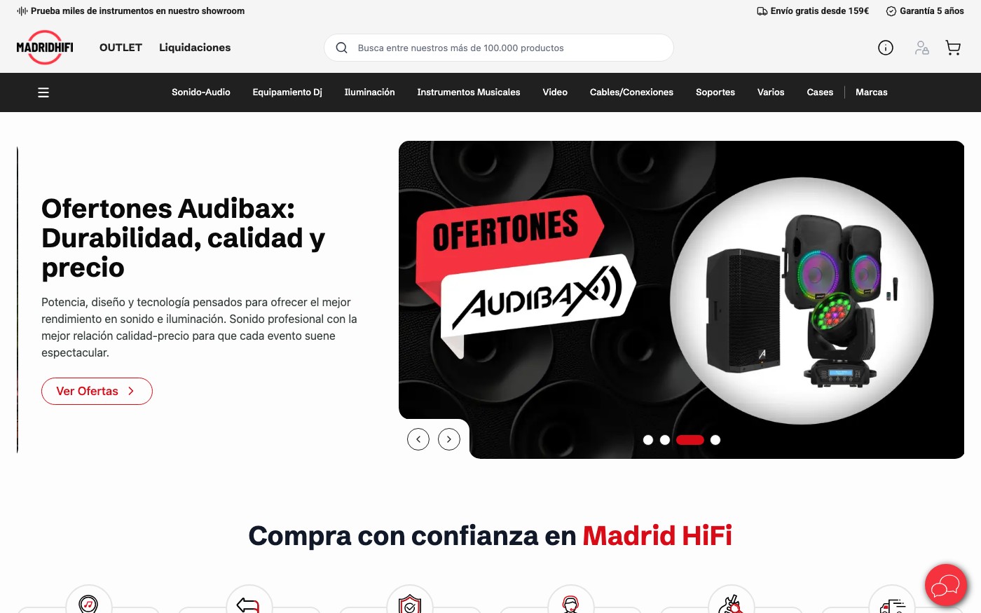 Captura limpia de la home oficial de Madrid HiFi