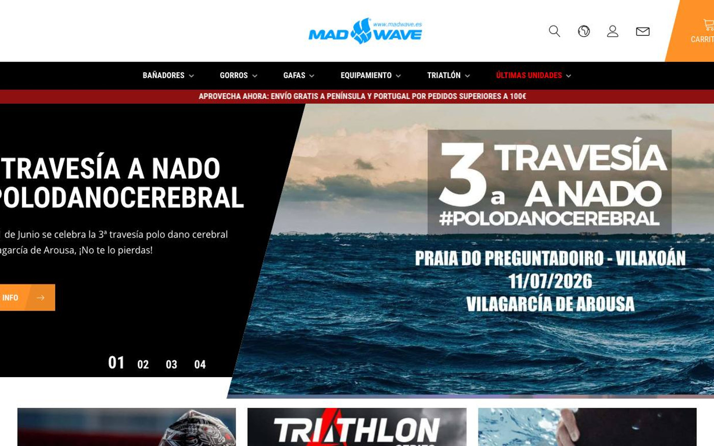 Captura limpia de la parte superior de la home de Mad Wave
