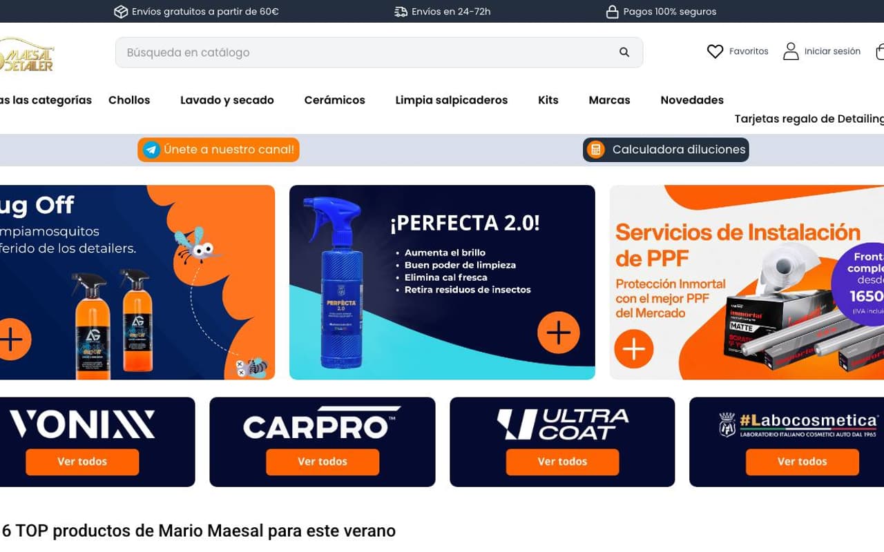 Captura de pantalla de la home de Maesal Detailer