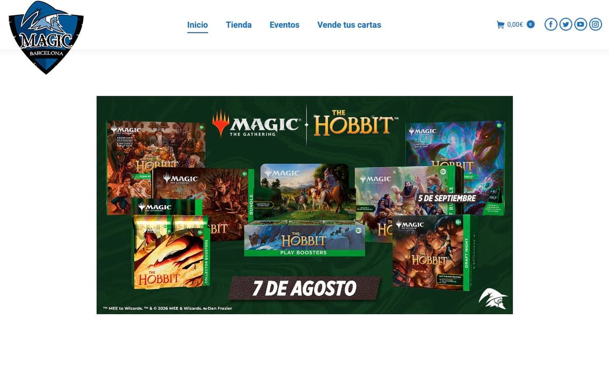 Captura de pantalla de la home de Magic Barcelona