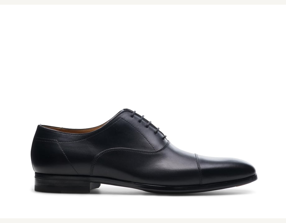 Millar Black Leather Cap Toe Oxfords