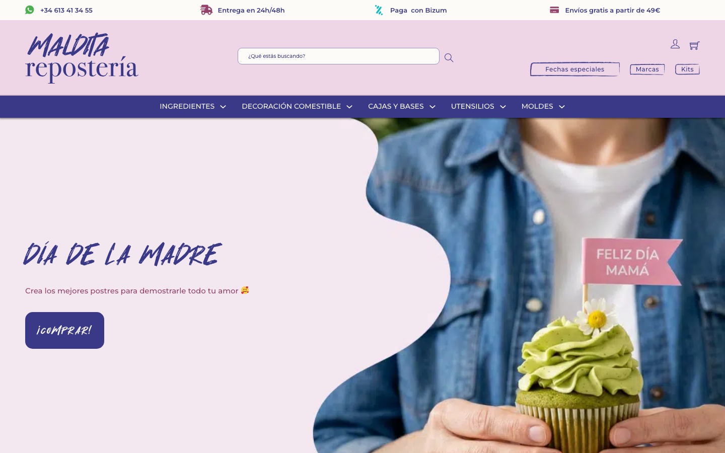 Captura de pantalla de la home de Maldita Repostería