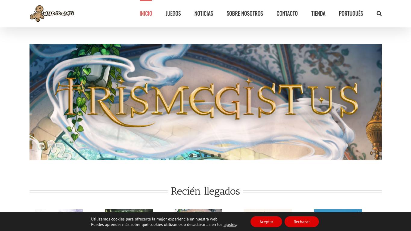 Captura limpia de la home oficial de Maldito Games