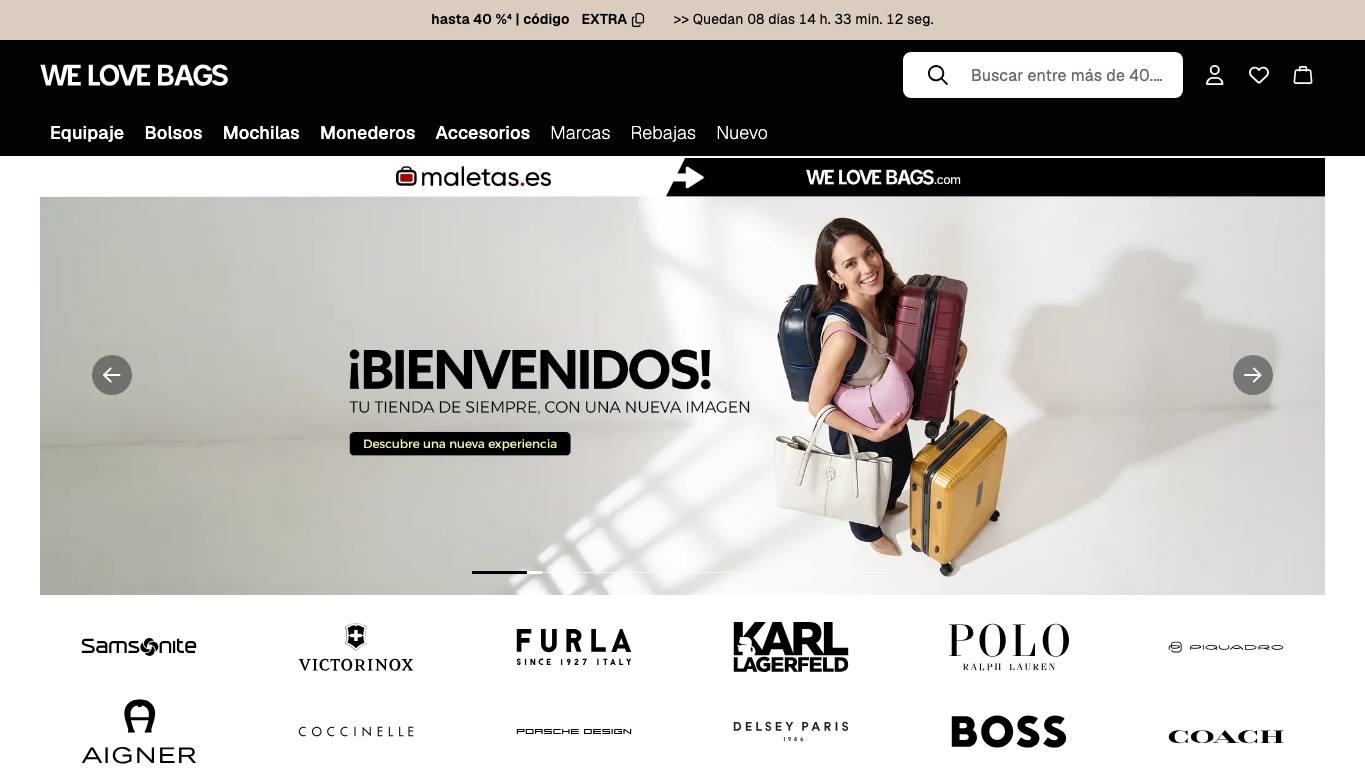 Captura limpia de la home oficial de Maletas.es