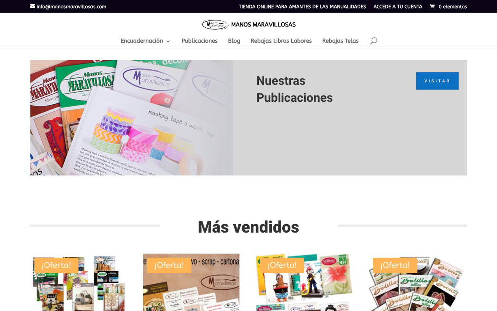 Captura limpia de la página de inicio de Manos Maravillosas