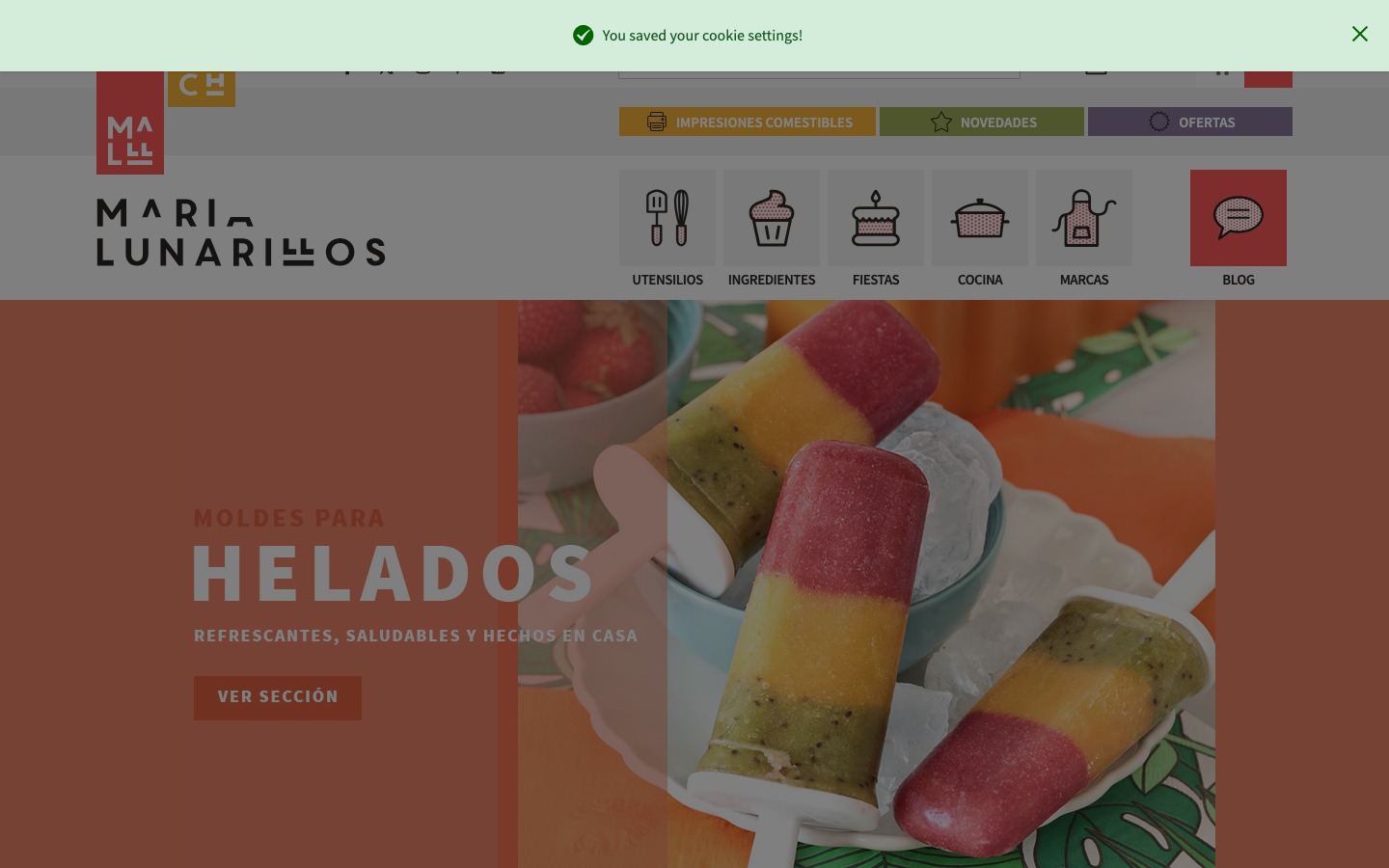 Captura de pantalla de la home de María Lunarillos