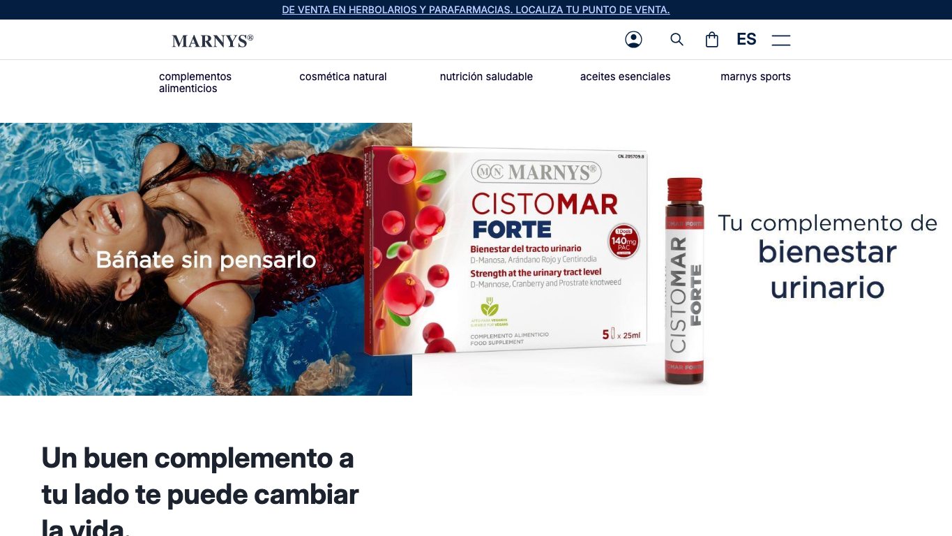 Captura de pantalla de la home de Marnys