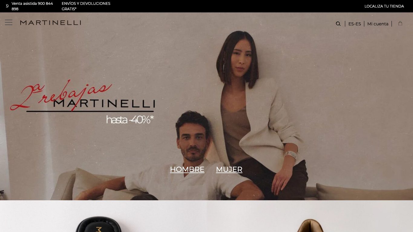Captura real de la home de Martinelli