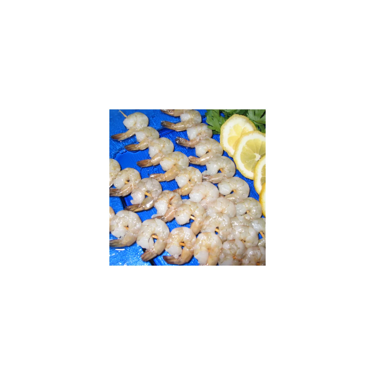 Brochetas de langostinos