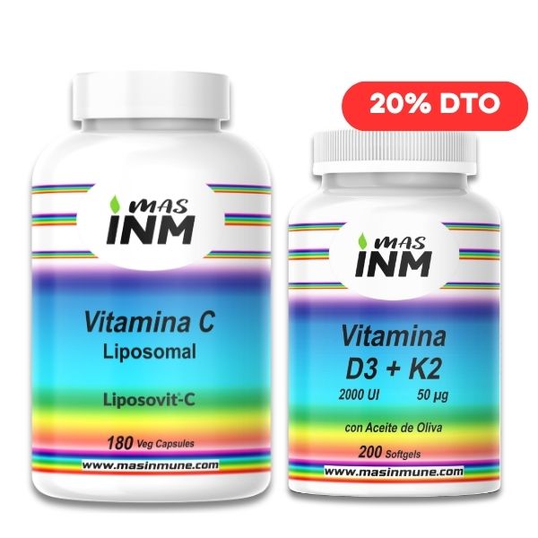 Pack MASINMUNE: VITAMINA C LIPOSOMAL + VITAMINA D3 + K2