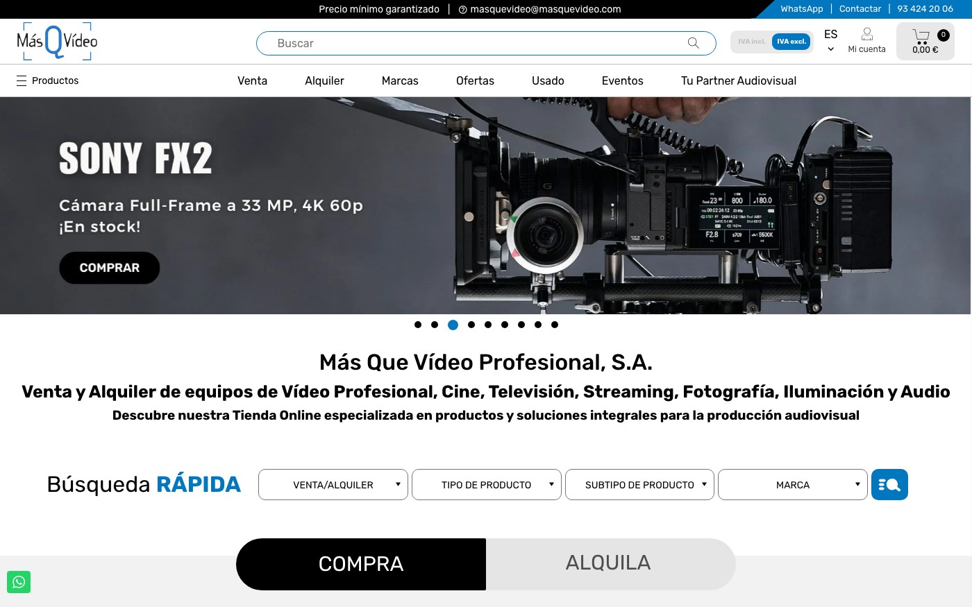 Captura de pantalla de la home de Más Que Vídeo