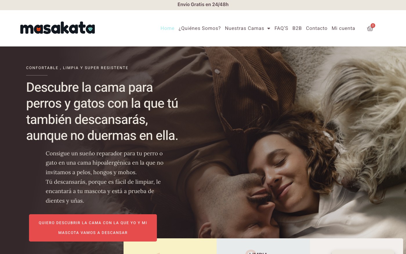 Captura de pantalla de la home de Masakata