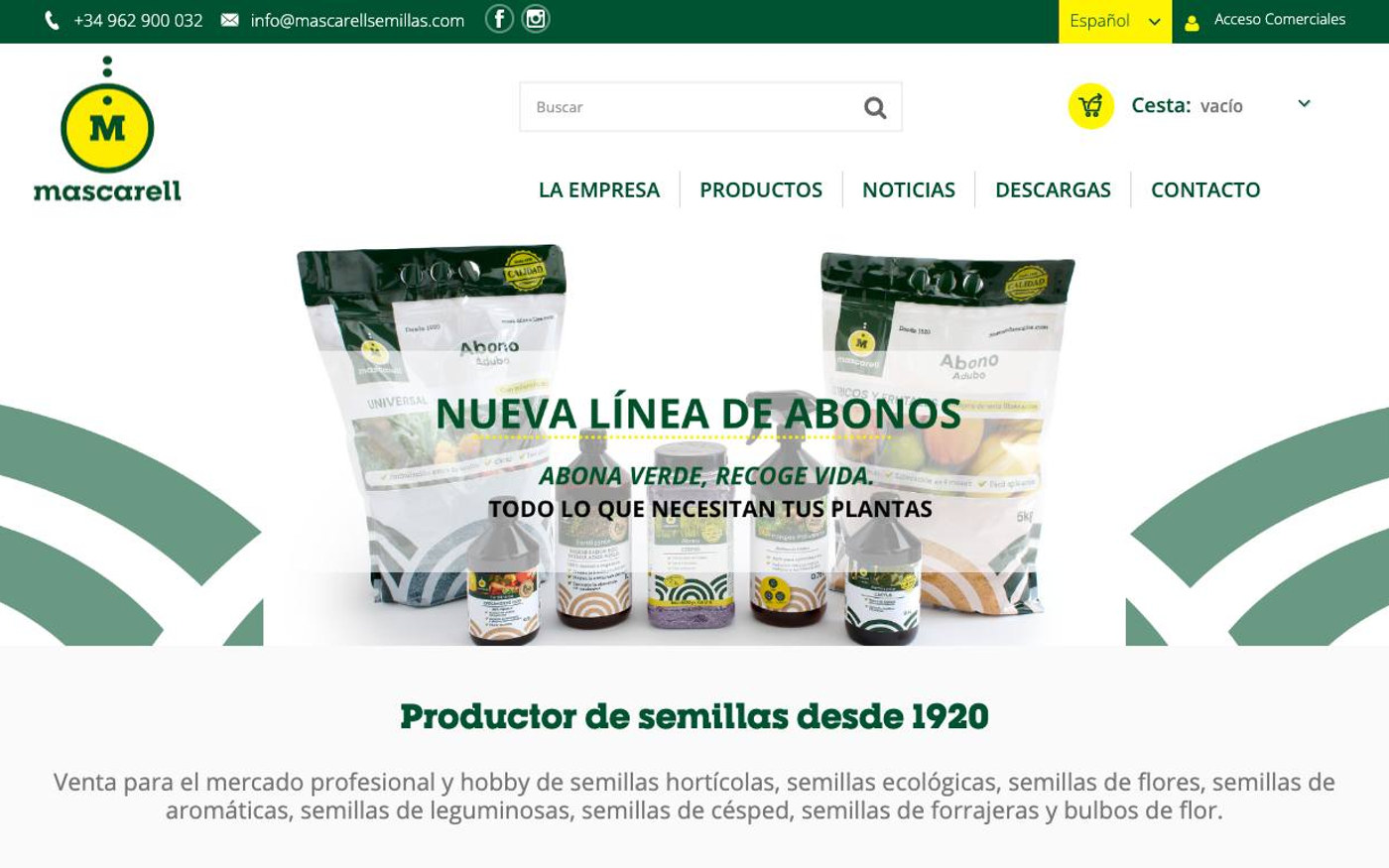 Captura limpia de la home oficial de Mascarell Semillas