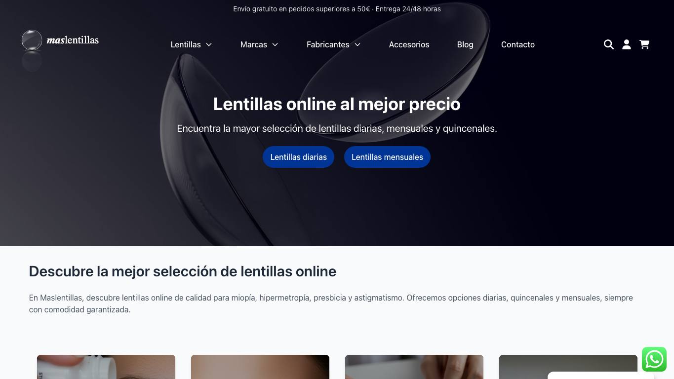 Captura de pantalla de la home de Maslentillas