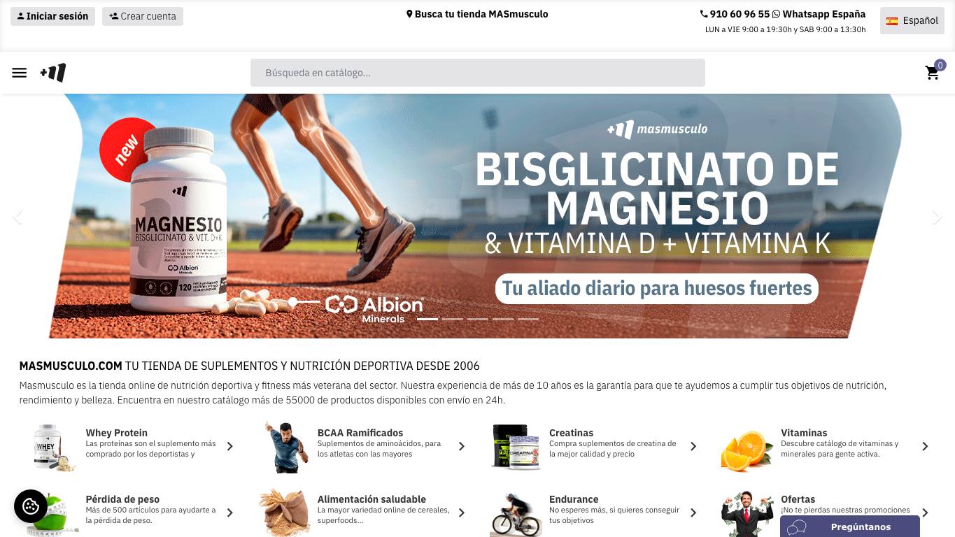 Captura limpia de la home oficial de MASmusculo