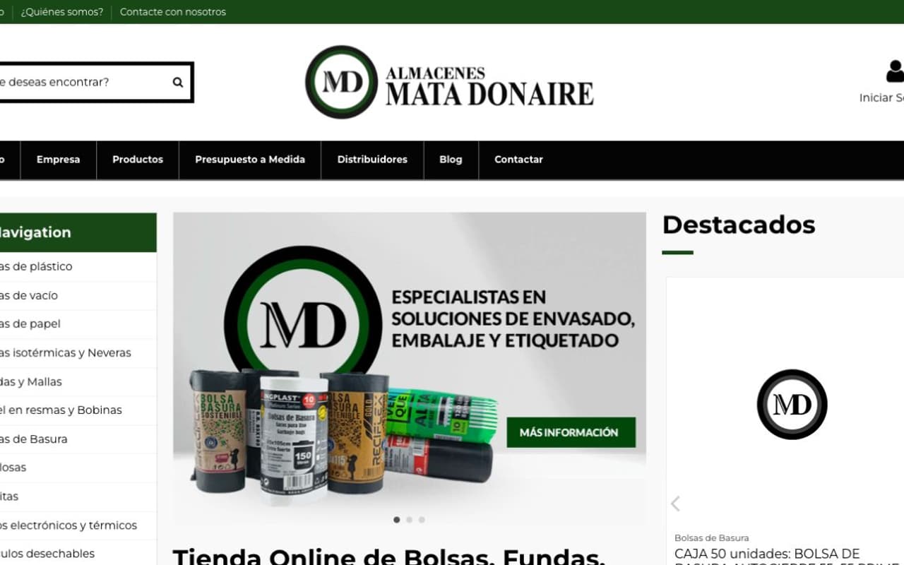 Captura de pantalla de la home de Matadonaire