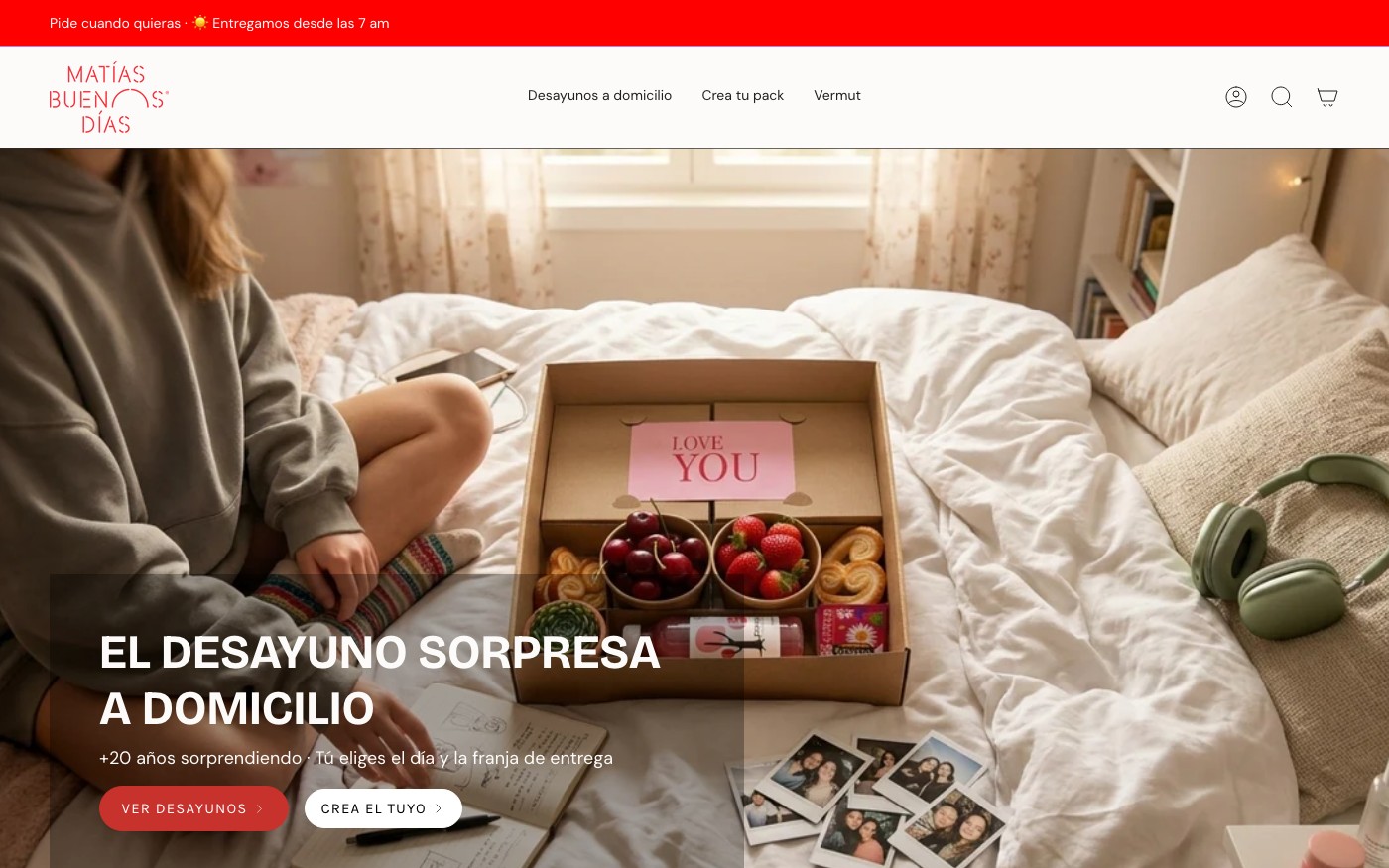 Captura de pantalla de la home de Matías Buenos Días