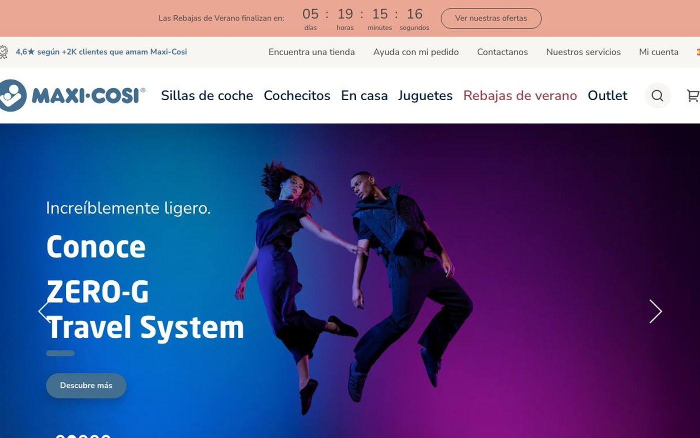 Captura limpia de la home oficial de Maxi-Cosi