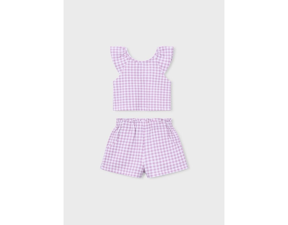 Conjunto bermuda vichy niña orquídea