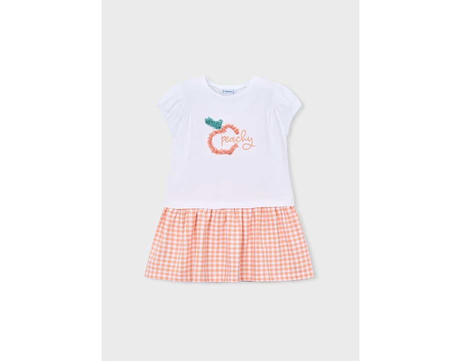 Vestido combinado vichy niña orquídea