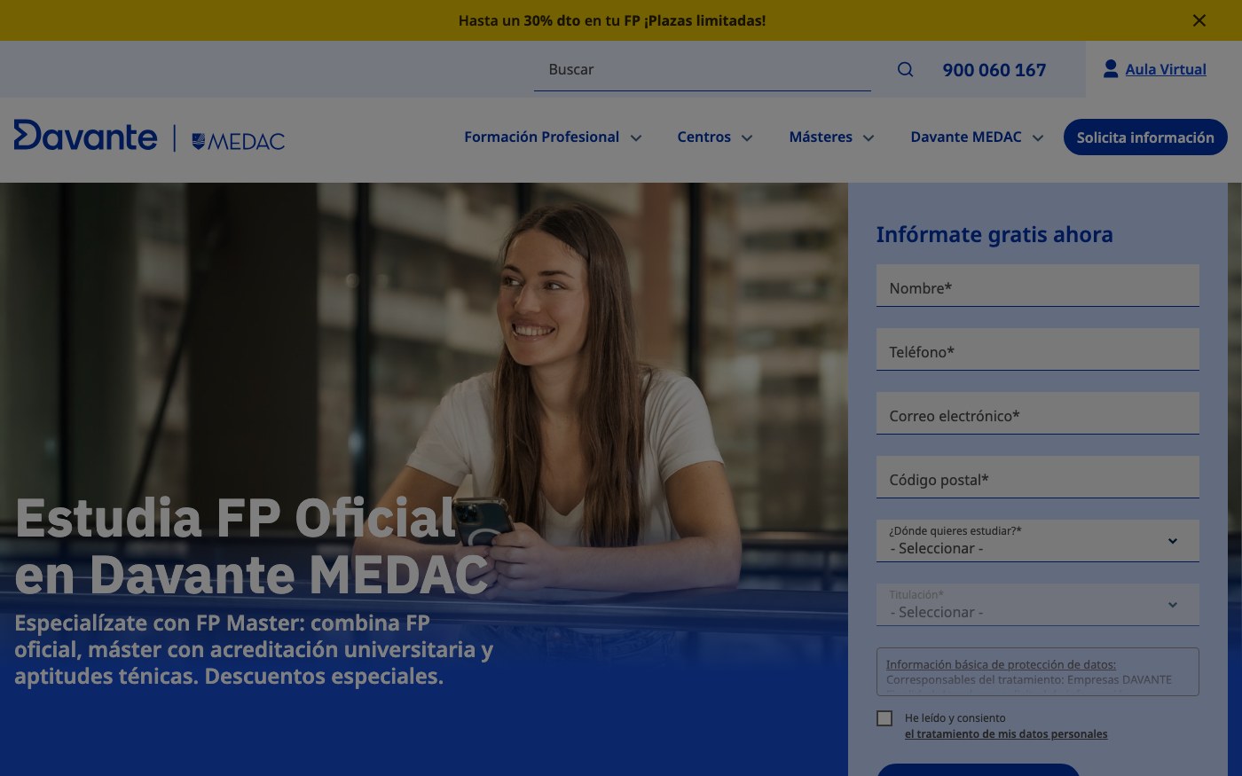 Captura limpia de la home oficial de MEDAC