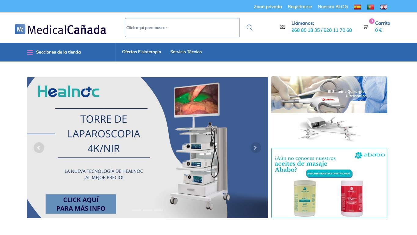 Captura de pantalla de la home de Medical Canada