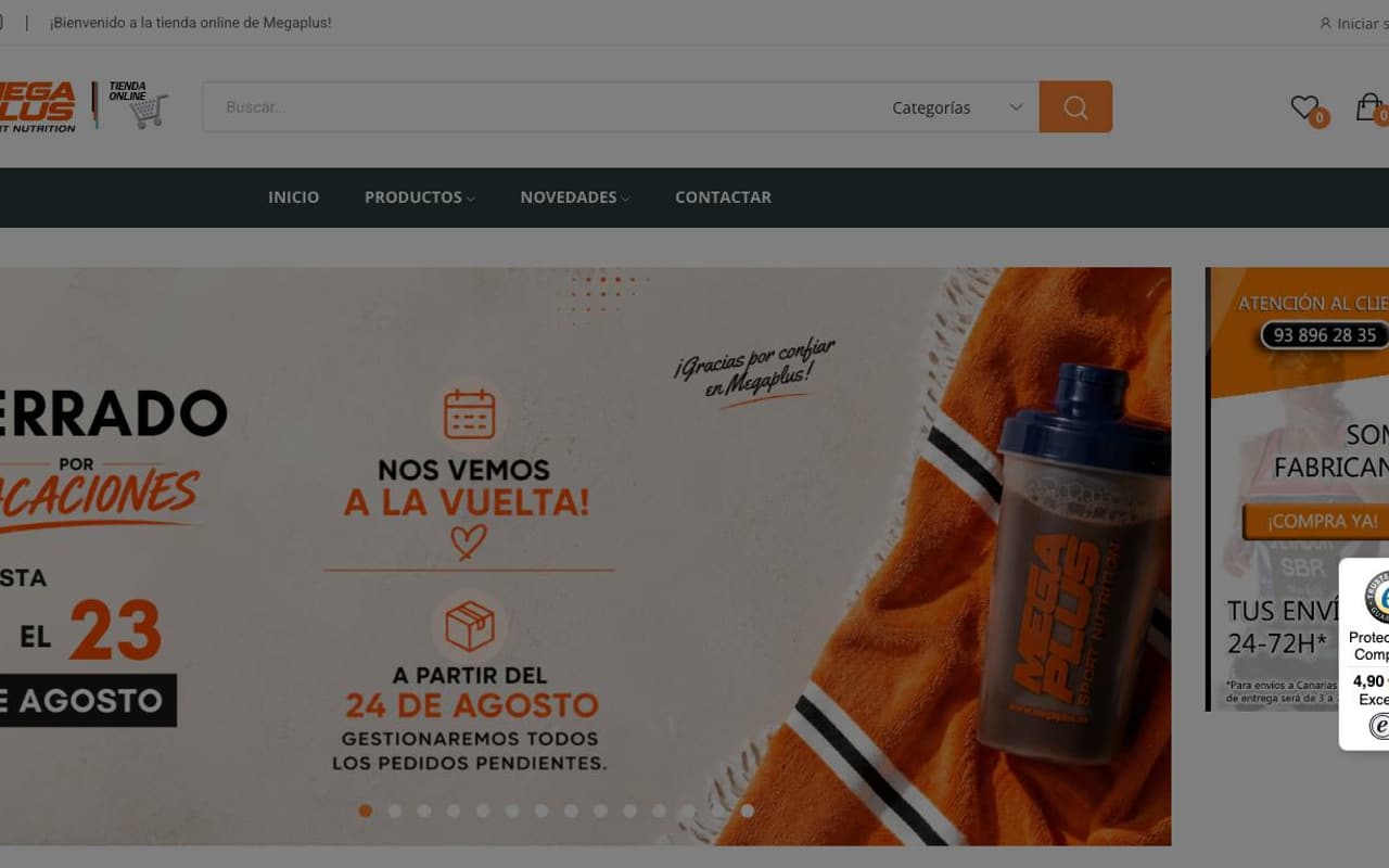 Captura de pantalla de la home de Megaplus