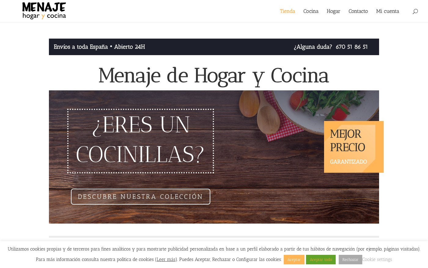 Captura limpia de la home oficial de Menaje de Hogar y Cocina