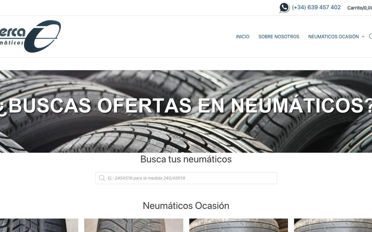 Captura de pantalla de la home de Mercaneumáticos